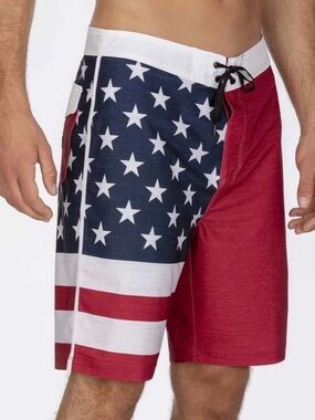 Hurley Men's Red, White & Blue American Flag Board Shorts